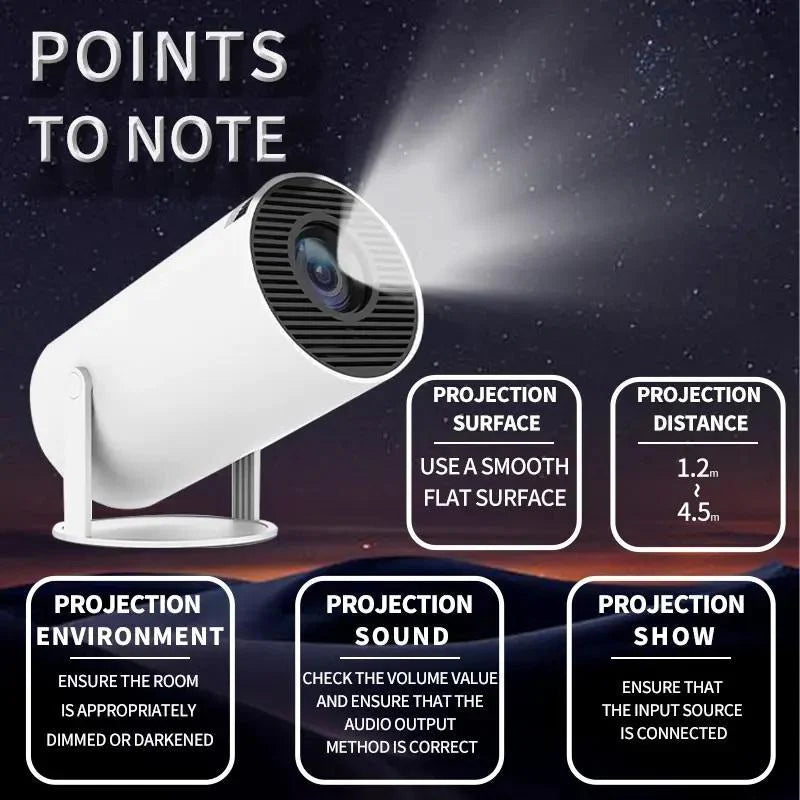 Portable Projector, Projector with Remote Control, Android Wifi Bluetooth-Compatible Projector, Home Theater Projector for Outdoor, Office, Bedroom